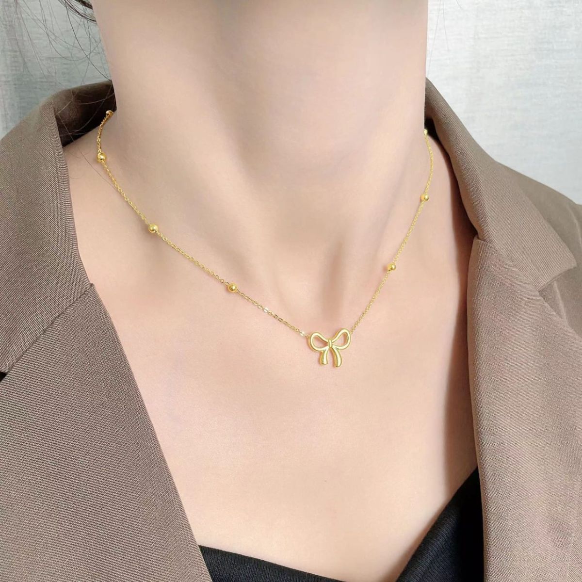 QCT-176 Knot Shape Ball Stainless Steel Necklace – Elegant Jewellery, Stylish Accessory for Women View Gallery - Pakistan