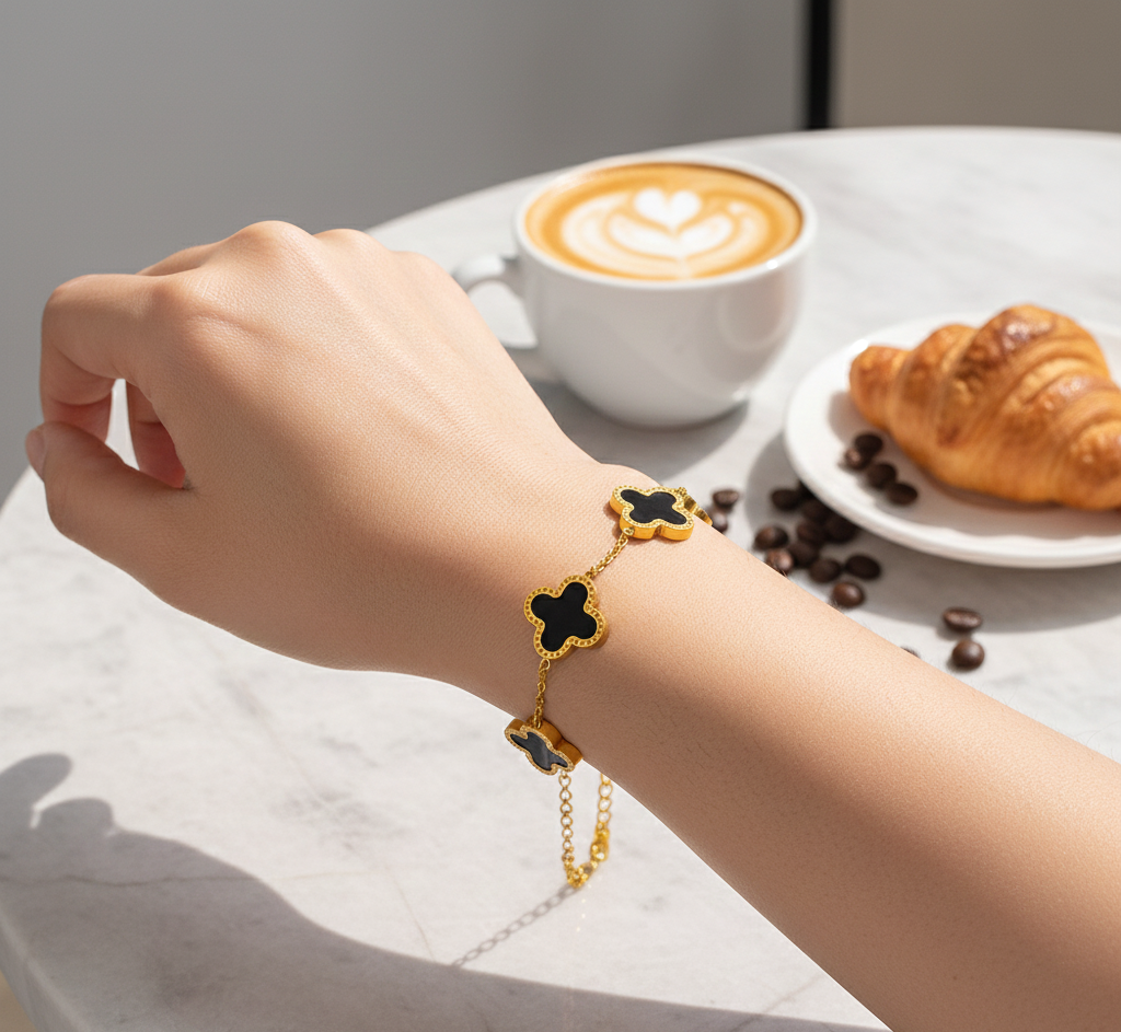 QXT-134 Clover Bracelet – Stainless Steel | Elegant & Durable Accessory View Gallery - Pakistan