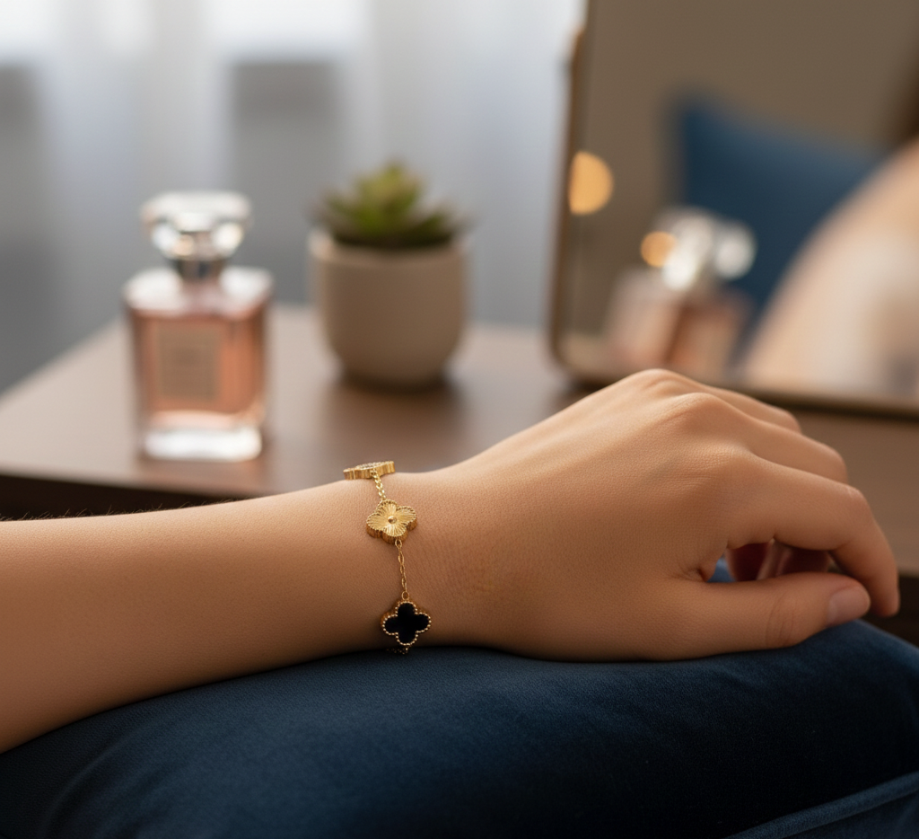 QXT-134 Clover 2-in-1 Bracelet – Stainless Steel | Versatile & Stylish Accessory View Gallery - Pakistan