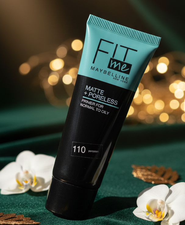 Maybelline Fit Me Matte + Poreless Liquid Foundation – Shade 110 Porcelain | Lightweight, Oil-Control, Pore-Refining, Non-Comedogenic, 40ml