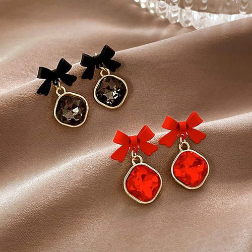 AWJ-166 Bow Shape Korean Earrings – Elegant Fashion Jewellery, Stylish Accessory for Women View Gallery - Pakistan