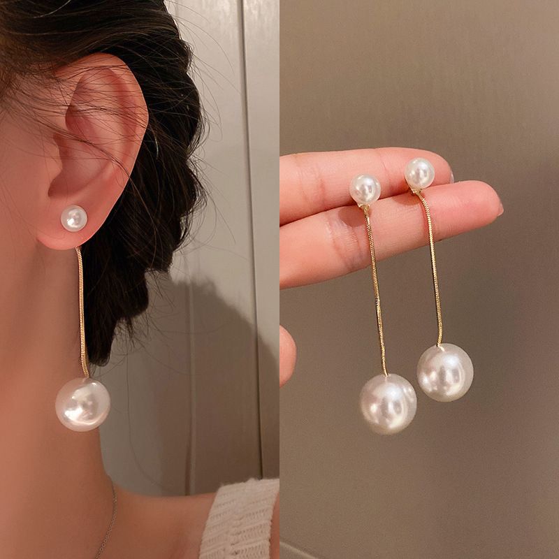 AWJ-157 Elegant Pearl Hanging Korean Earrings – Stylish, Lightweight & Trendy Fashion Jewelry for Women View Gallery - Pakistan