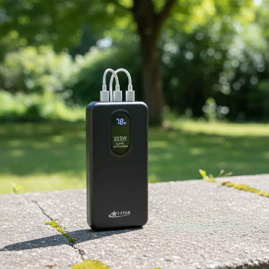 20,000mAh High-Capacity Power Bank With Built-in Cables | 22.5W Fast Charging | Digital Display | Type-C + iPhone Wires View Gallery - Pakistan