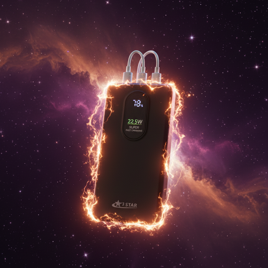 20,000mAh High-Capacity Power Bank With Built-in Cables | 22.5W Fast Charging | Digital Display | Type-C + iPhone Wires View Gallery - Pakistan