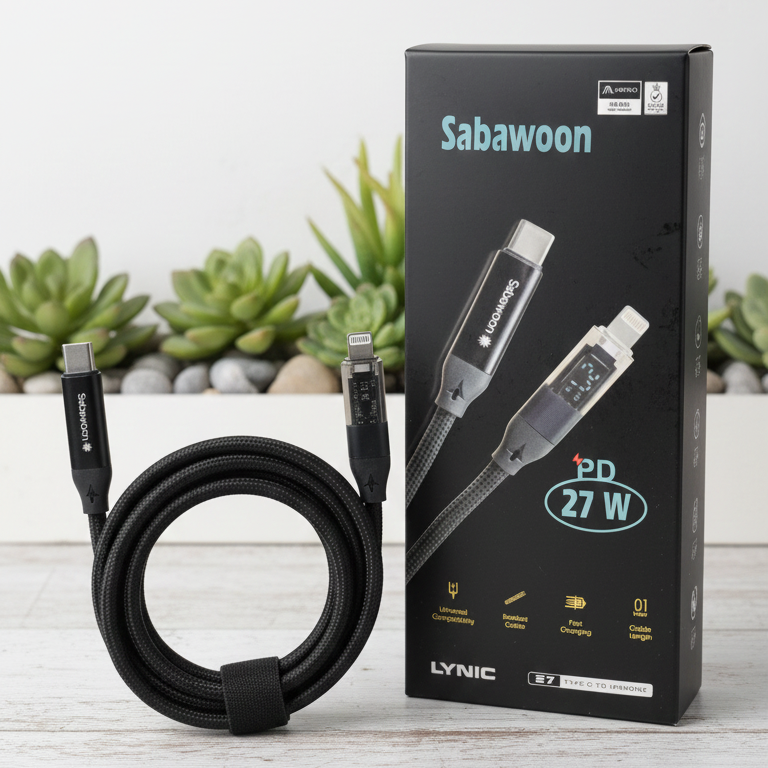 Sabawoon  Type-C to iPhone Cable | PD 27W Fast Charging – High-Speed, Safe &amp; Durable