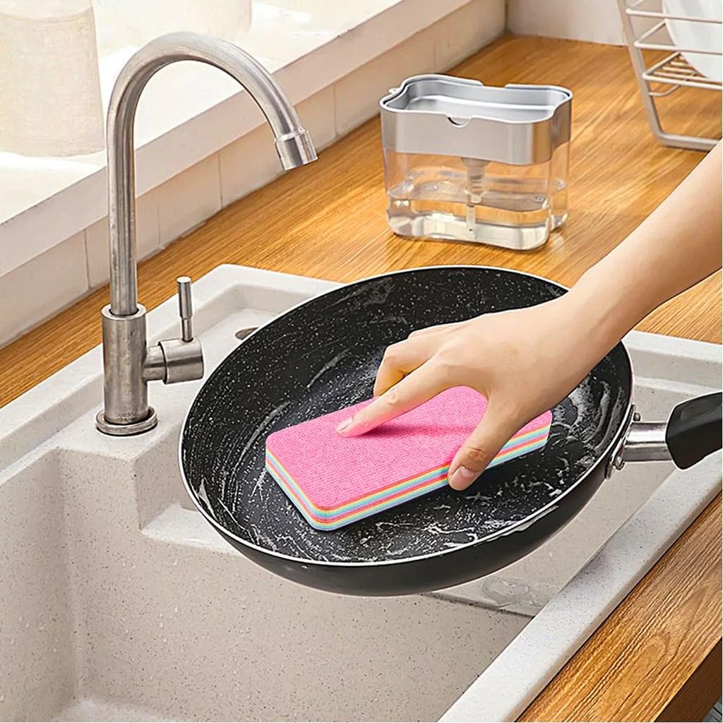 Multi-Purpose Microfiber Rainbow Sponge – 12 Layer Durable Cleaning Sponge for Kitchen & Household Use View Gallery - Pakistan