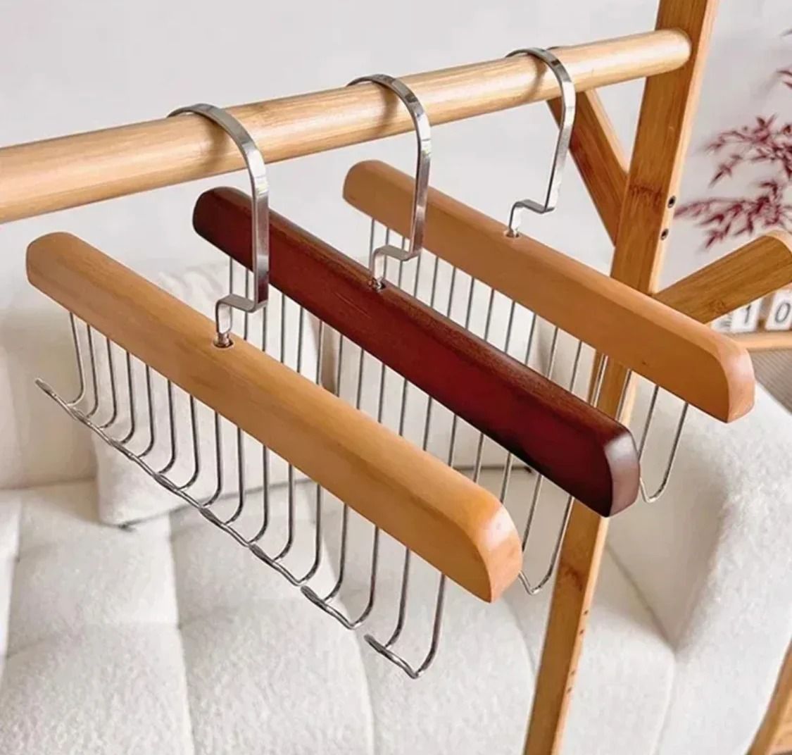 8 Hooks Multi-function Wooden Caps, Belts, Tie Hanger – Strong No Trace Storage Rack(Random Colour) View Gallery - Pakistan