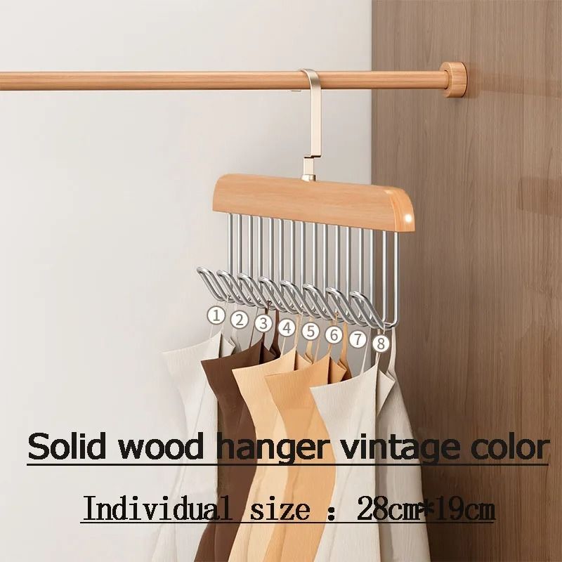 8 Hooks Multi-function Wooden Caps, Belts, Tie Hanger – Strong No Trace Storage Rack(Random Colour) View Gallery - Pakistan