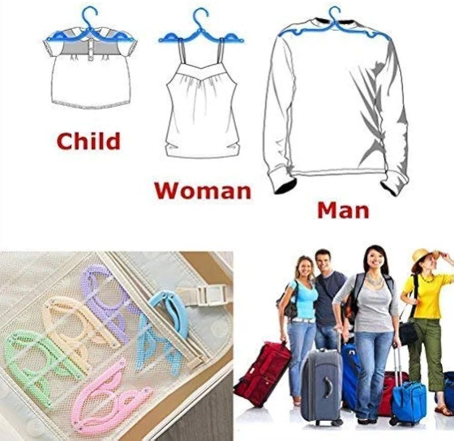 Portable Folding Clothes Hangers with Slots – Pack of 10 Durable Travel-Friendly Hangers. ( Random Colour ) View Gallery - Pakistan