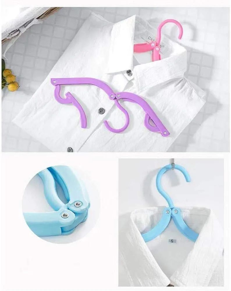 Portable Folding Clothes Hangers with Slots – Pack of 10 Durable Travel-Friendly Hangers. ( Random Colour ) View Gallery - Pakistan
