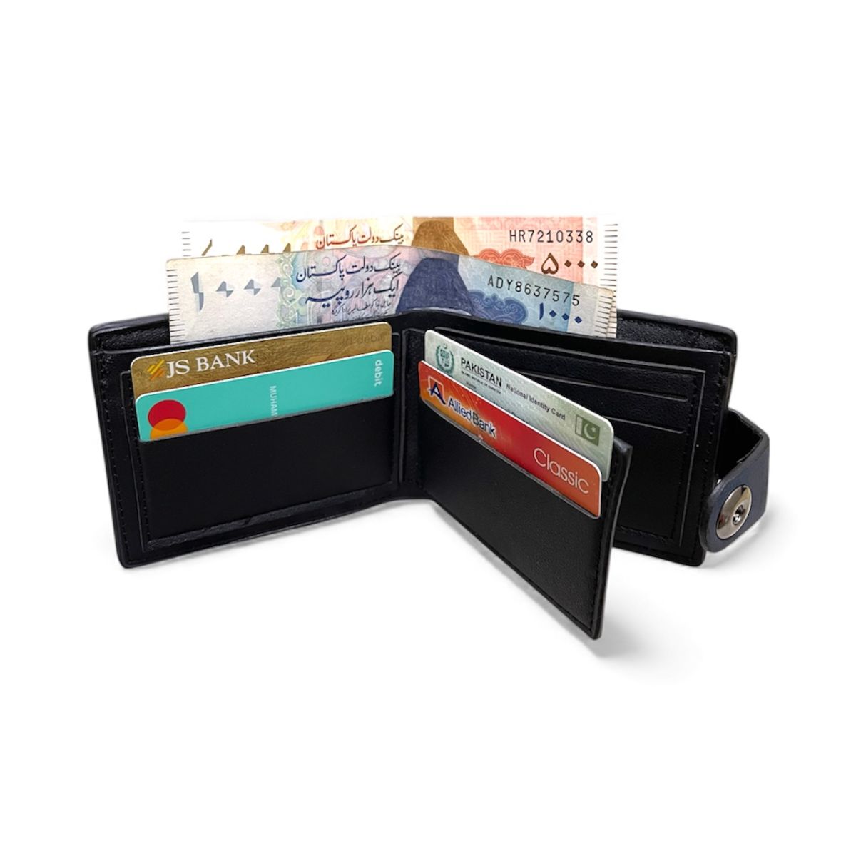 Men PU Leather Wallet with Box | Multi Card Slots & Secure Snap Button | 7 Card Holders & 3 Note Compartments View Gallery - Pakistan