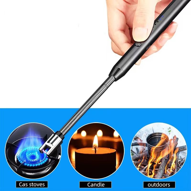 360° Outdoor Kitchen USB Rechargeable Arc Lighter – Flexible Neck, Safety Lock, Windproof & Eco-Friendly Design- Random color View Gallery - Pakistan