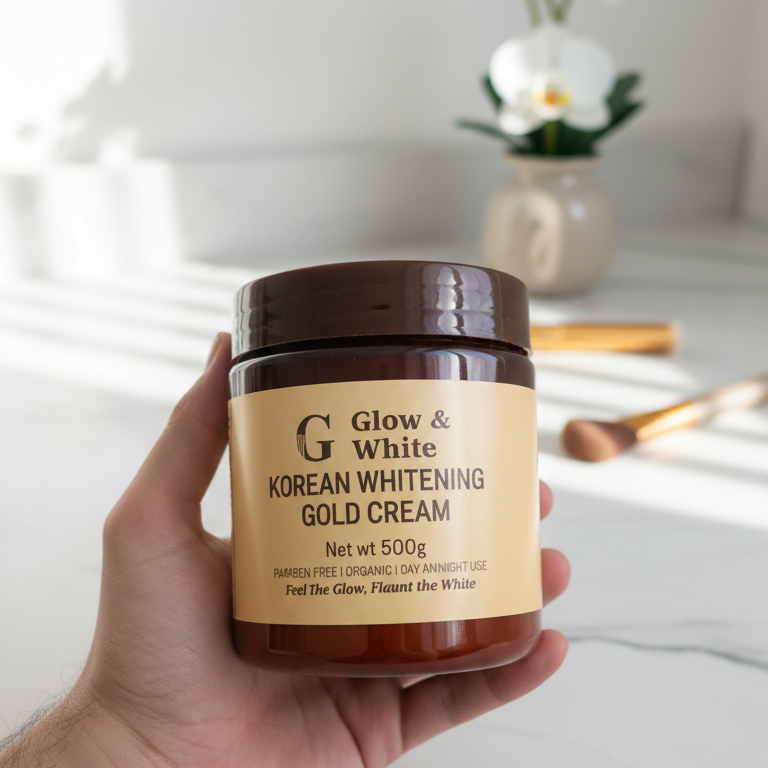 Glow &amp; White Korean Whitening Gold Cream for radiant, bright, and nourished skin care.
