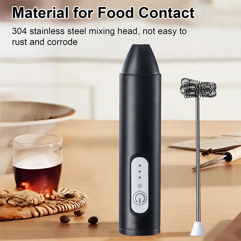 Rechargeable Coffee Beater – USB Milk Frother for Coffee, Cappuccino, Latte, Matcha & Hot Chocolate | Powerful High-Speed Stainless Steel Whisk Mixer View Gallery - Pakistan