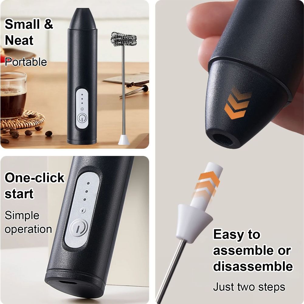 Rechargeable Coffee Beater – USB Milk Frother for Coffee, Cappuccino, Latte, Matcha & Hot Chocolate | Powerful High-Speed Stainless Steel Whisk Mixer View Gallery - Pakistan