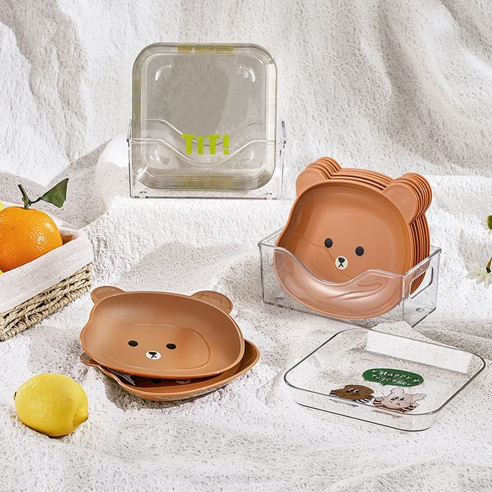 8 Plates With Stand Bear Design Durable Quality Stylish Look Reliable Utility Perfect Choice For Daily Use (Random Color) View Gallery - Pakistan