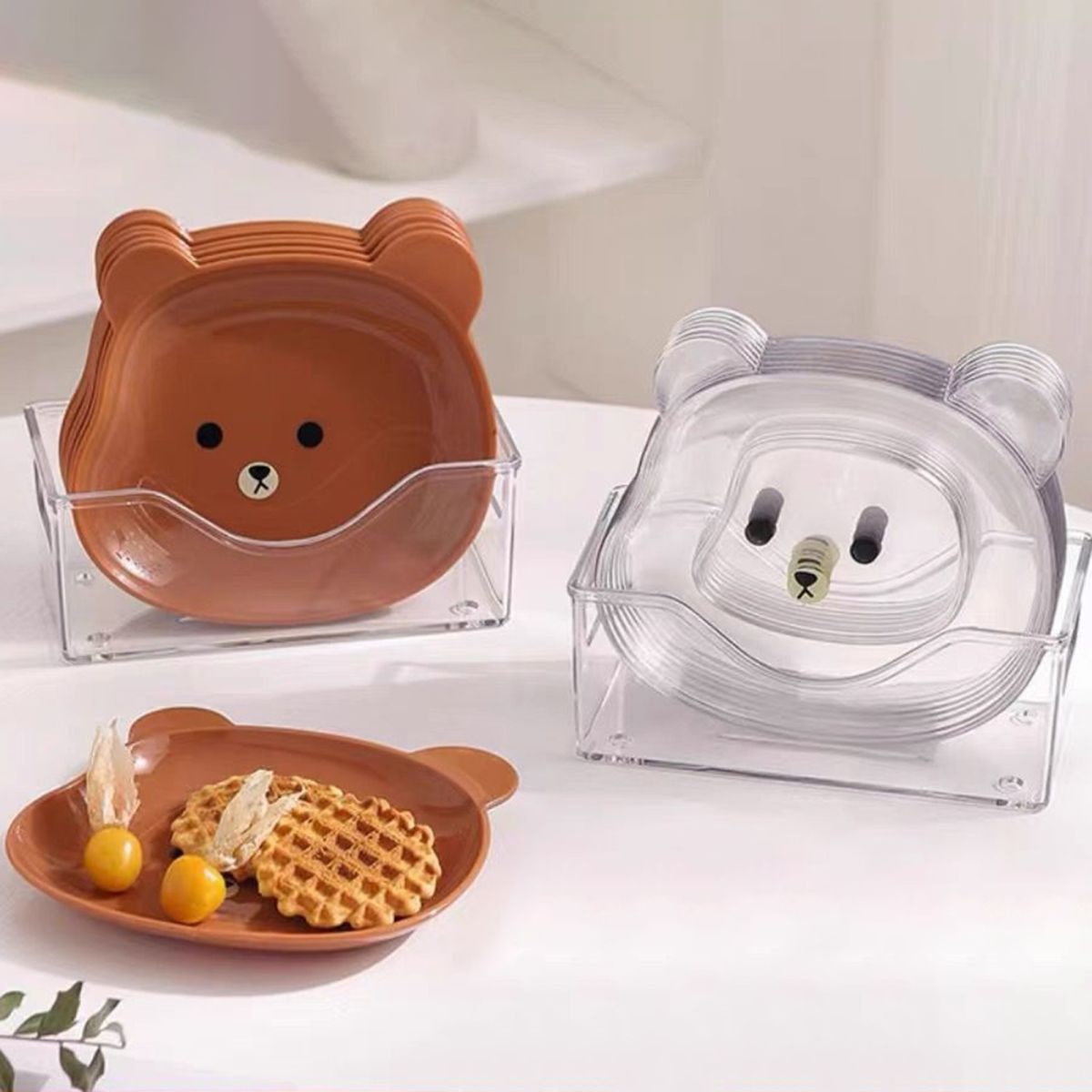 8 Plates With Stand Bear Design Durable Quality Stylish Look Reliable Utility Perfect Choice For Daily Use (Random Color) View Gallery - Pakistan