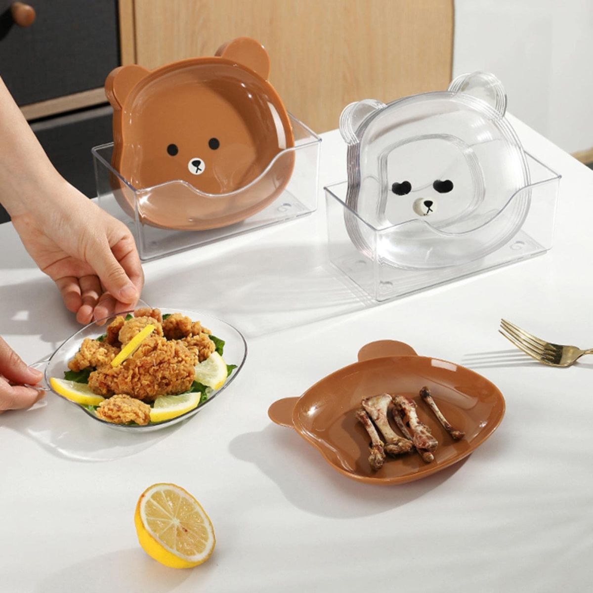 8 Plates With Stand Bear Design Durable Quality Stylish Look Reliable Utility Perfect Choice For Daily Use (Random Color) View Gallery - Pakistan