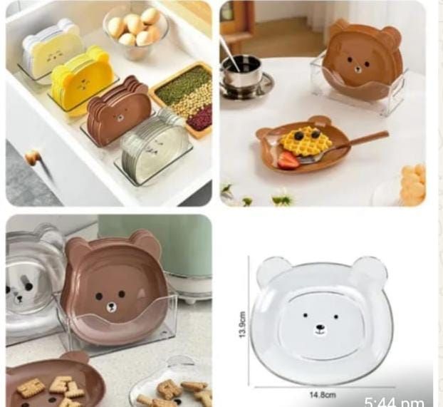8 Plates With Stand Bear Design Durable Quality Stylish Look Reliable Utility Perfect Choice For Daily Use (Random Color) View Gallery - Pakistan