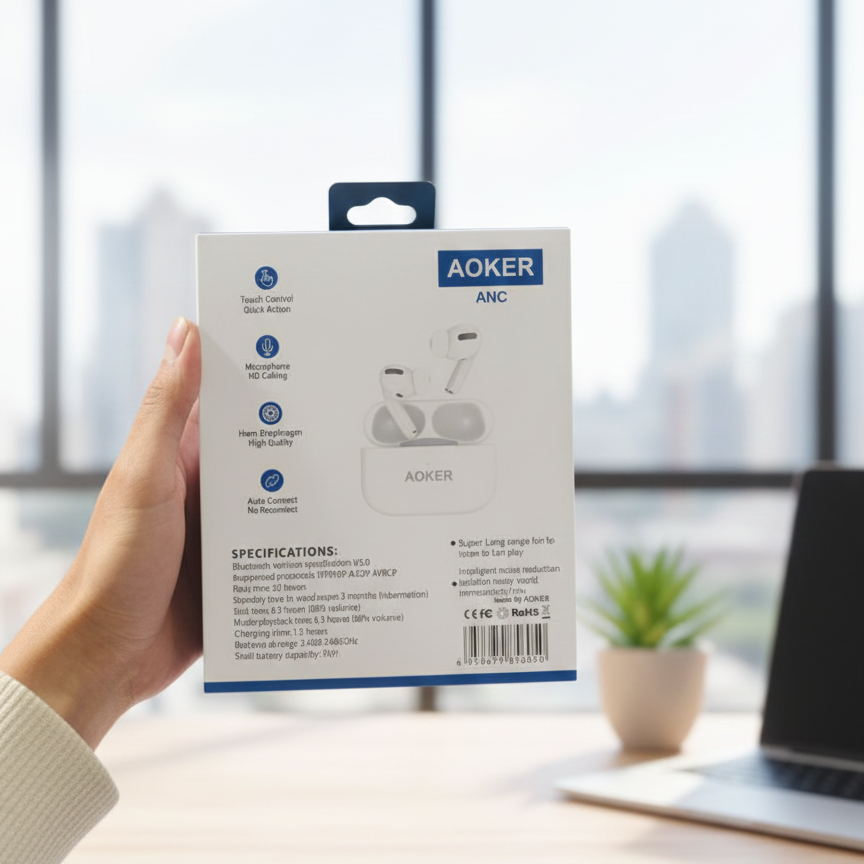 AOKER AK 05 Pro 2 True Wireless Earbuds Stylish Design Durable Quality Reliable Performance Comfortable Fit View Gallery - Pakistan