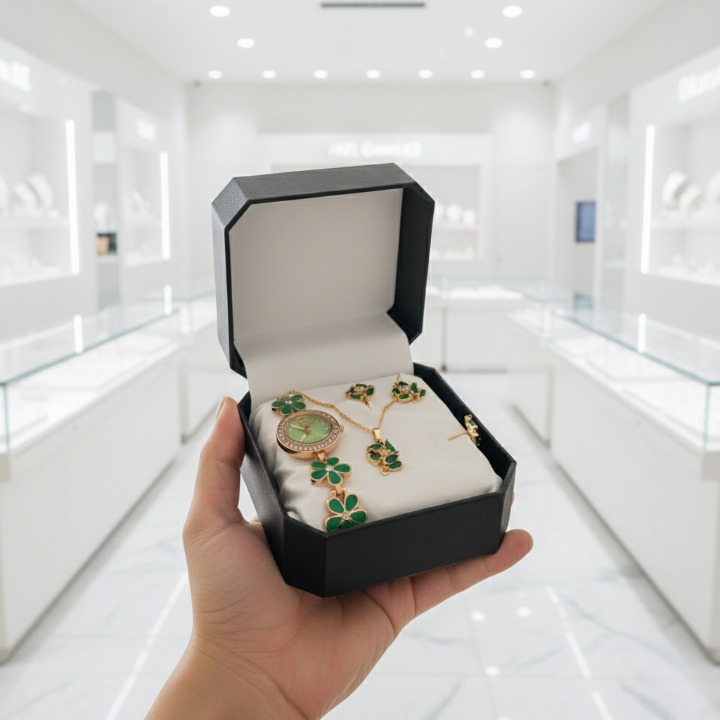 Ladies Jewellery And Bangle With Watch Elegant Stylish Durable Quality Timeless Fashion Accessory (With Box) View Gallery - Pakistan