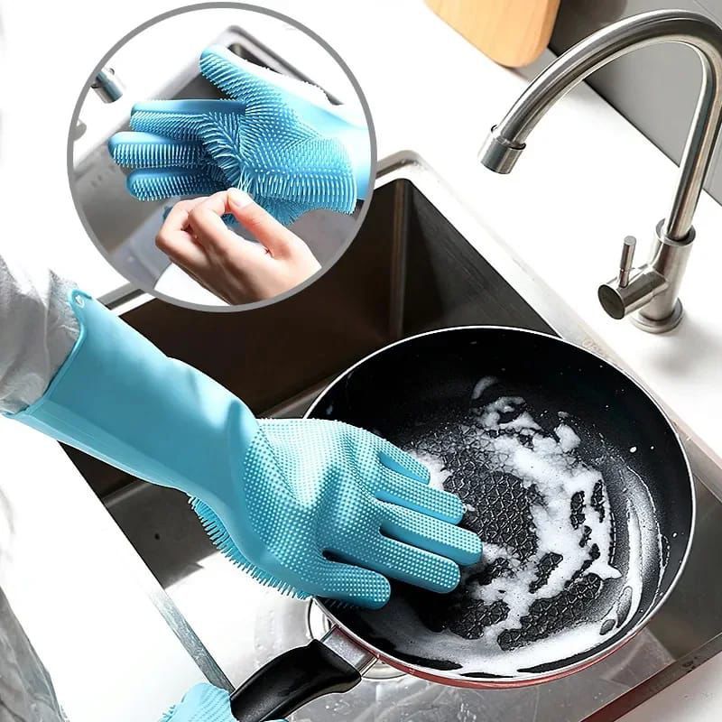 Silicone Dishwashing Gloves Durable Quality Comfortable Grip Reliable Performance Easy Cleaning (Random Colors)