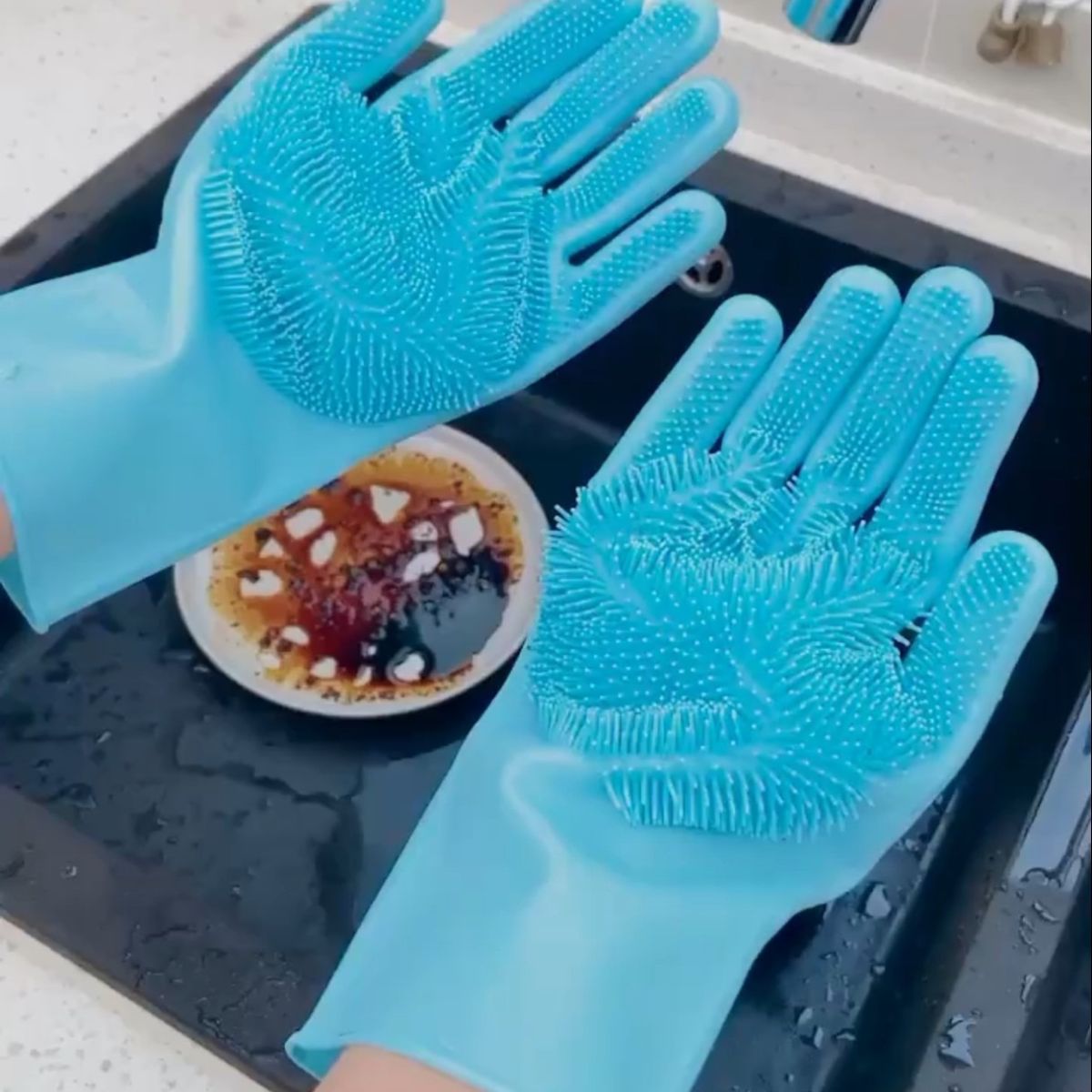 Silicone Dishwashing Gloves Durable Quality Comfortable Grip Reliable Performance Easy Cleaning (Random Colors) View Gallery - Pakistan