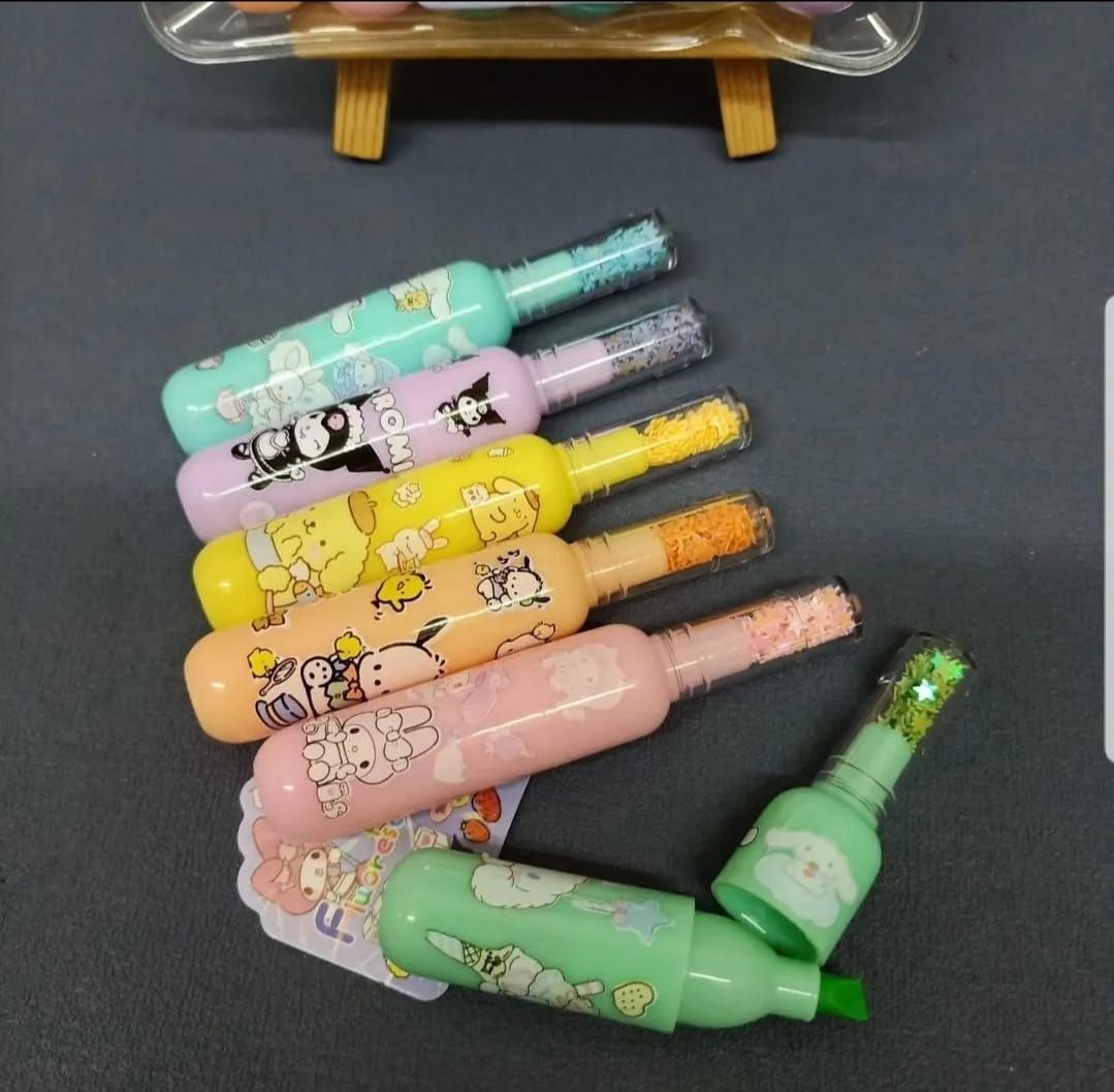 Pack of 6 Bottle Shaped Kromi Character Highlighters for Girls and Boys – Cute Stationery Set View Gallery - Pakistan