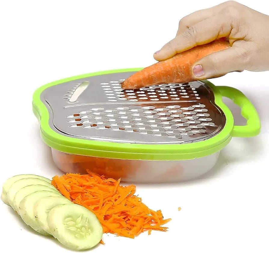 3-in-1 Cheese Grater with Storage Container, 3 Blades, Non-Stick Coating, Fruit & Vegetable Slicer Peeler-1Pc View Gallery - Pakistan