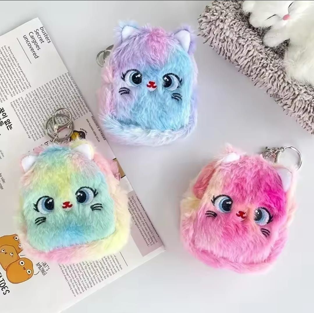 1pc Kawaii Rainbow Color Keyring Coin Purse for Girls – Cute and Portable Storage Accessory- Random Colour View Gallery - Pakistan