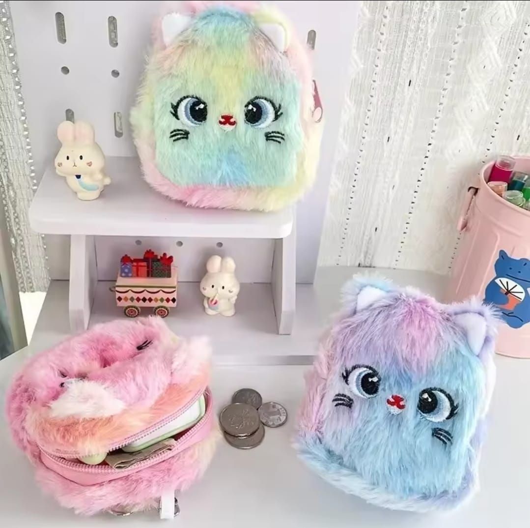1pc Kawaii Rainbow Color Keyring Coin Purse for Girls – Cute and Portable Storage Accessory- Random Colour View Gallery - Pakistan