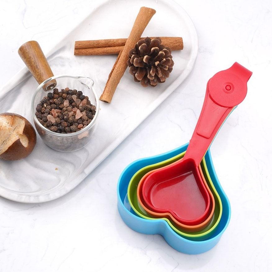 Heart Shaped Measuring Cups Multicolor | 4-Piece/Set Kitchen Measuring Cups for Baking & Cooking | Cute Heart Design, Food-Grade, Easy to Clean View Gallery - Pakistan