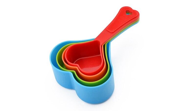 Heart Shaped Measuring Cups Multicolor | 4-Piece/Set Kitchen Measuring Cups for Baking & Cooking | Cute Heart Design, Food-Grade, Easy to Clean View Gallery - Pakistan