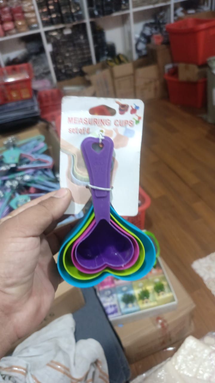Heart Shaped Measuring Cups Multicolor | 4-Piece/Set Kitchen Measuring Cups for Baking & Cooking | Cute Heart Design, Food-Grade, Easy to Clean View Gallery - Pakistan