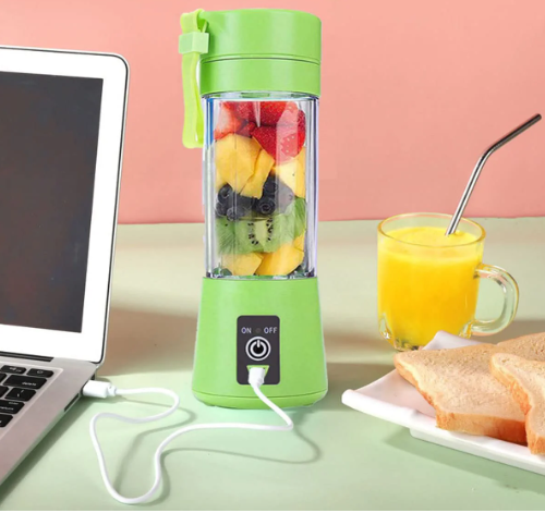 Rechargeable Portable Mini Juicer Blender – 6 Blades, 380ml Outdoor Juicing Cup [Random Color] View Gallery - Pakistan