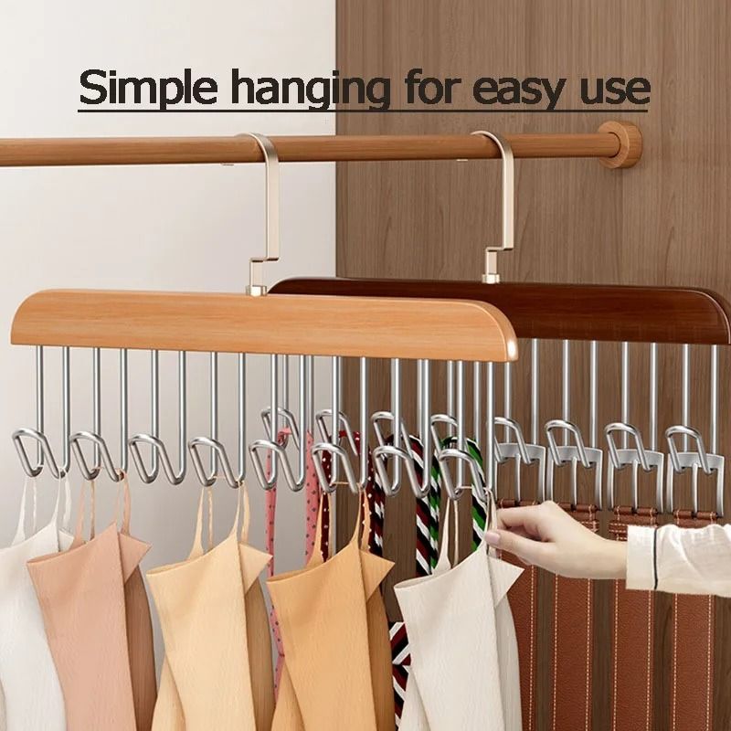 8 Hooks Multi-function Wooden Caps, Belts, Tie Hanger – Strong No Trace Storage Rack View Gallery - Pakistan