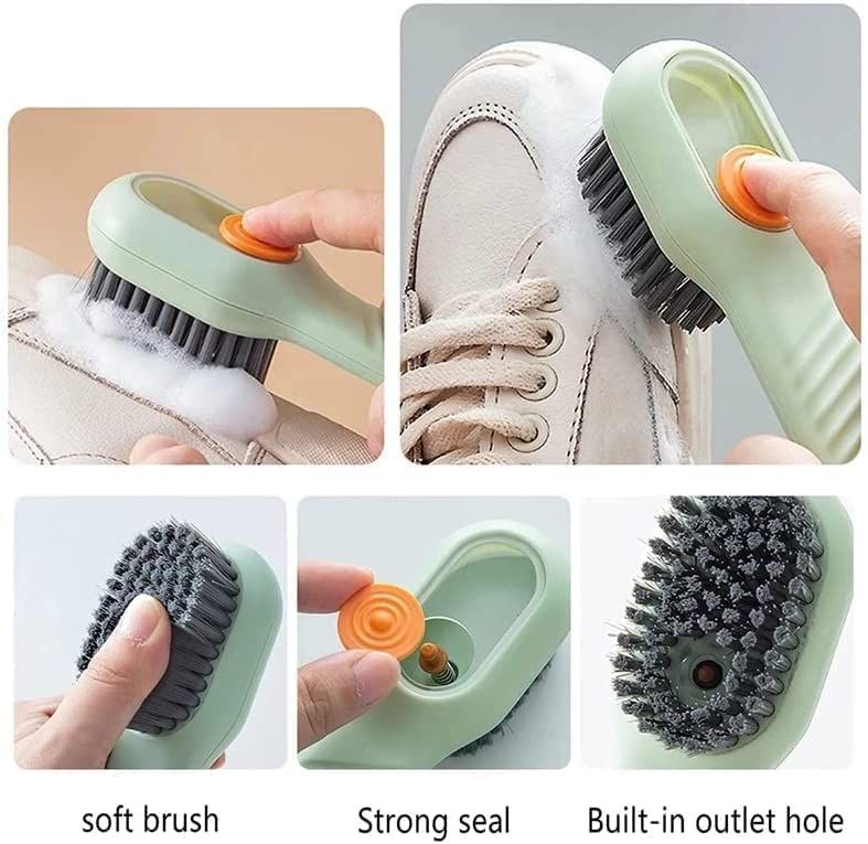 Multifunctional Shoe Brush with Liquid Box, Household Soft Fur Liquid Cleaning Shoe Brush, Long Handle Shoe Brush Press Type Automatic Liquid Shoe Brush View Gallery - Pakistan