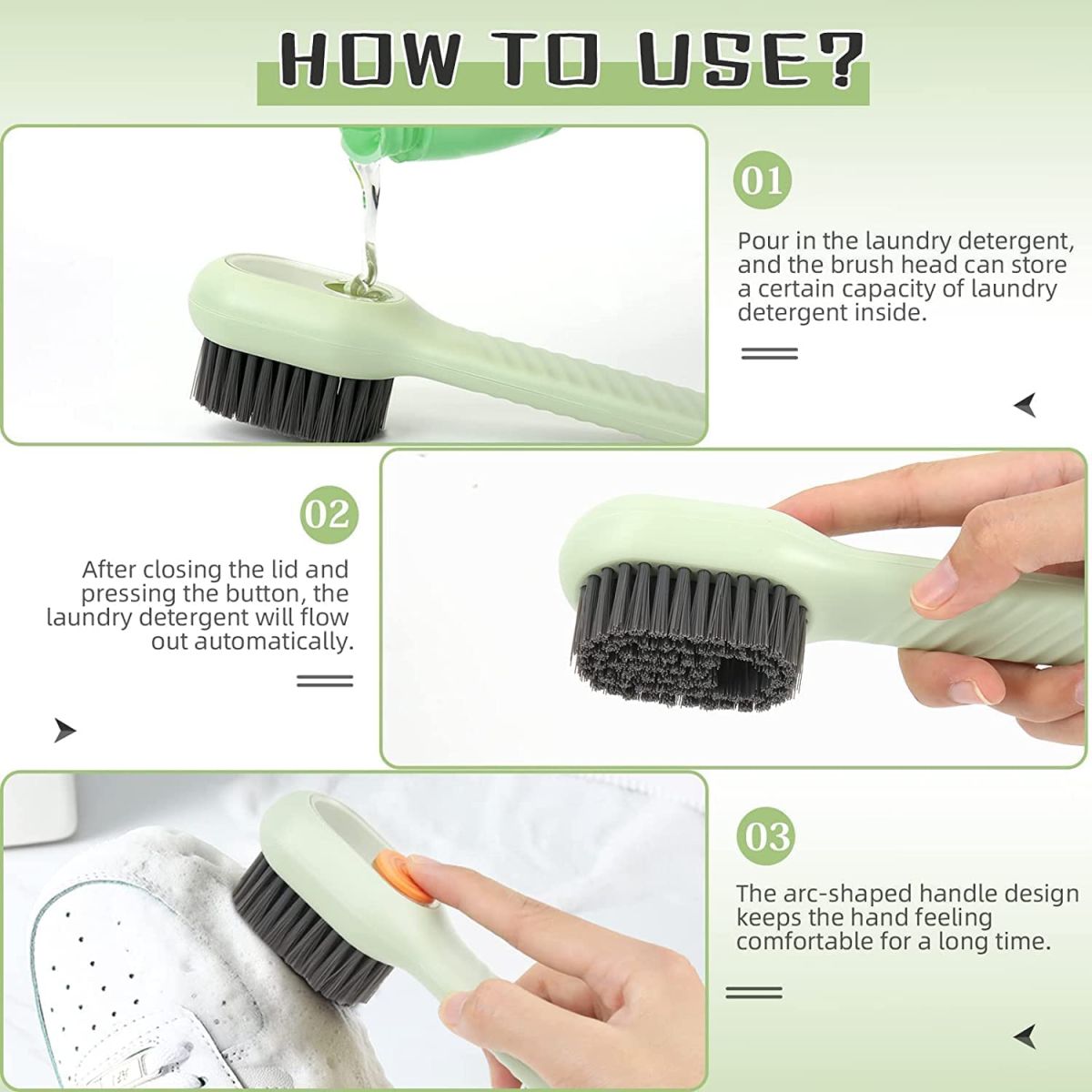 Multifunctional Shoe Brush with Liquid Box, Household Soft Fur Liquid Cleaning Shoe Brush, Long Handle Shoe Brush Press Type Automatic Liquid Shoe Brush View Gallery - Pakistan