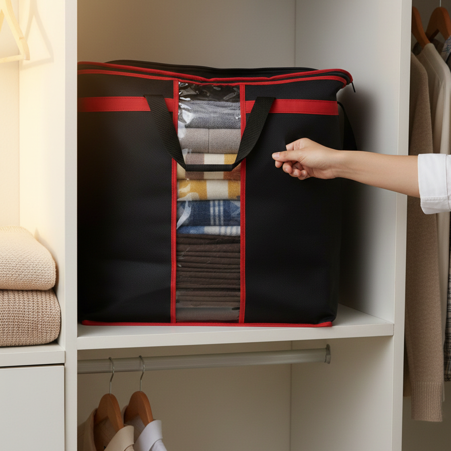 Large Storage Bag Organizers – Heavy-Duty Clothes & Blanket Storage Solution | Foldable, Spacious, Durable View Gallery - Pakistan