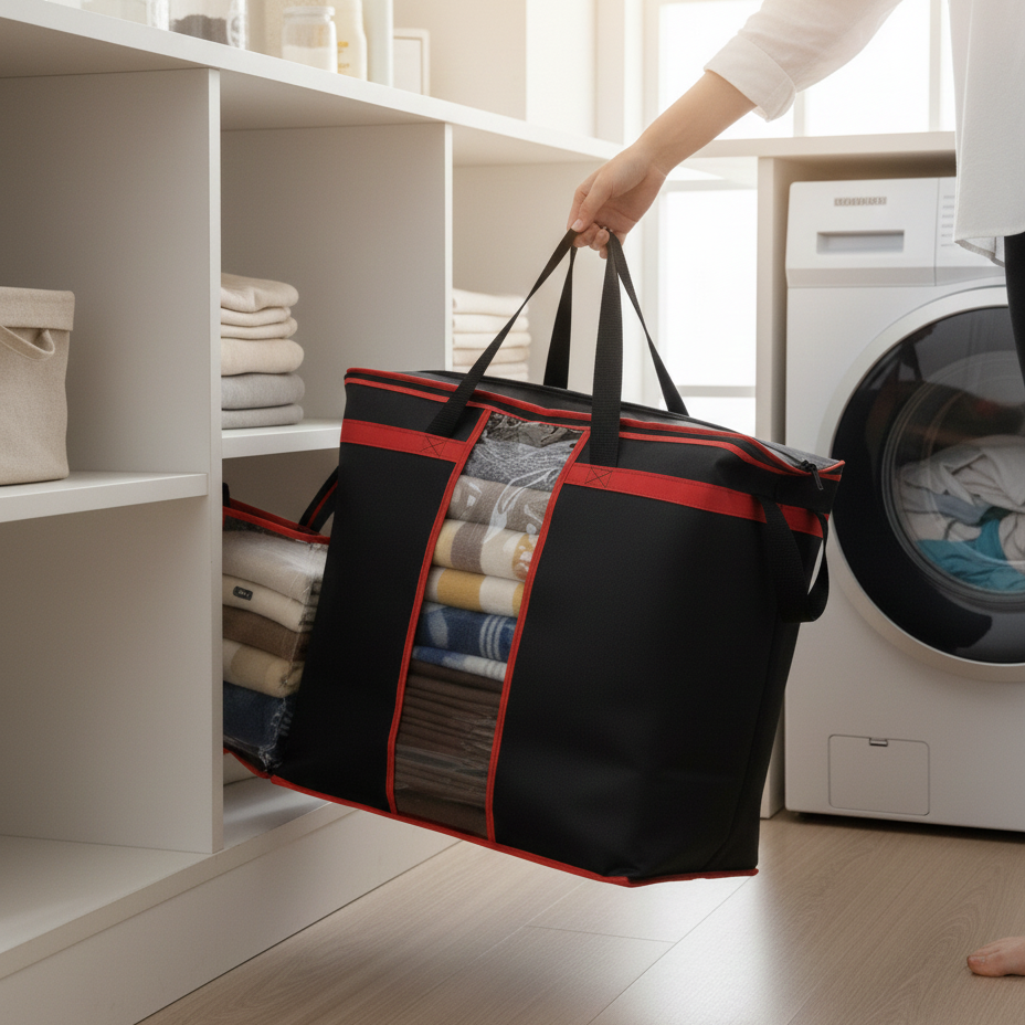 Large Storage Bag Organizers – Heavy-Duty Clothes & Blanket Storage Solution | Foldable, Spacious, Durable View Gallery - Pakistan