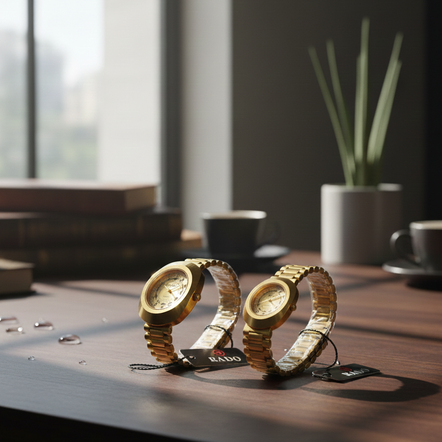 Rado Luxury Couple Watch Set Matching His And Hers Analog Watches Elegant Design