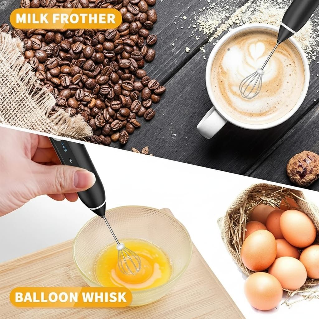 Rechargeable Coffee Beater – USB Rechargeable Powerful Milk Frother for Coffee, Cappuccino, Latte, Matcha, Hot Chocolate & Kitchen Use | High-Speed Stainless Steel Whisk Mixer View Gallery - Pakistan
