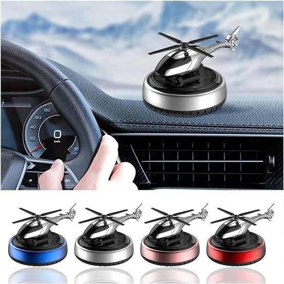 Car Aroma Diffuser Air Freshener Solar Rechargeable Helicopter With Fragrance Bottle – Rotating Propeller Fragrance Freshener for Dashboard & AC Vent | Long-Lasting, Stylish Car Perfume View Gallery - Pakistan
