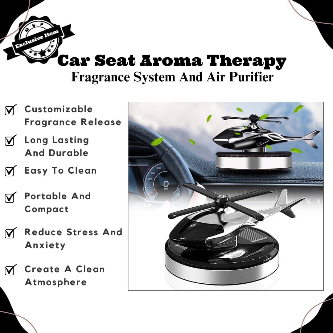 Car Aroma Diffuser Air Freshener Solar Rechargeable Helicopter With Fragrance Bottle – Rotating Propeller Fragrance Freshener for Dashboard & AC Vent | Long-Lasting, Stylish Car Perfume View Gallery - Pakistan