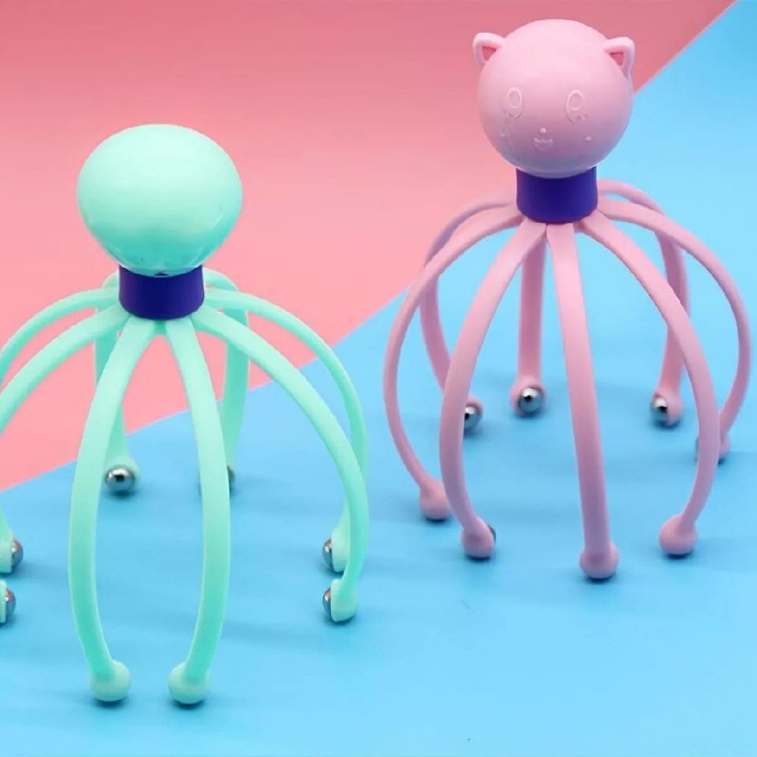 Octopus Shape Manual Head Scalp Massager With 8 Roller Balls Provides Headache Relief Stress Relaxation Hair Stimulation  (Random Color)