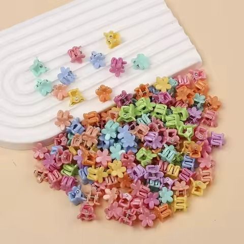 100 PCS Mini Flower Hair Claw Clips For Kids Assorted Colors Cute Plastic Hair Accessories Gentle Grip Non Slip Comfortable View Gallery - Pakistan