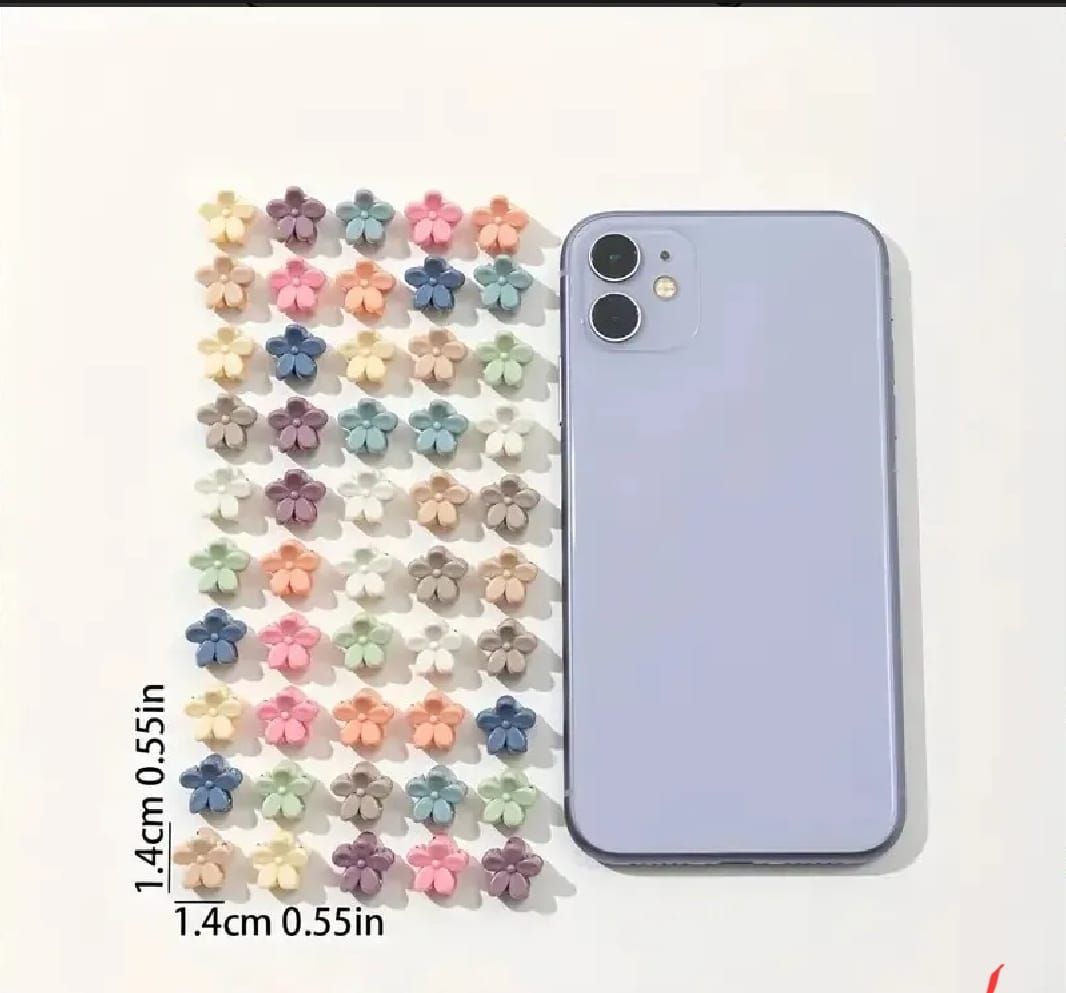 100 PCS Mini Flower Hair Claw Clips For Kids Assorted Colors Cute Plastic Hair Accessories Gentle Grip Non Slip Comfortable View Gallery - Pakistan