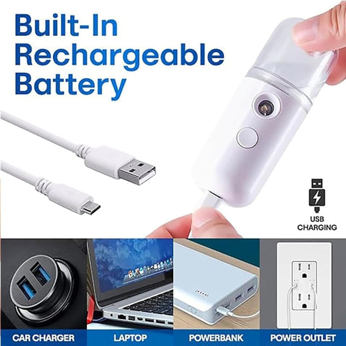 Portable Nano Facial Mist Sprayer – Hydrating Ionic Facial Steamer for Instant Skin Moisture, Glow & Refreshing Mist | USB Rechargeable View Gallery - Pakistan