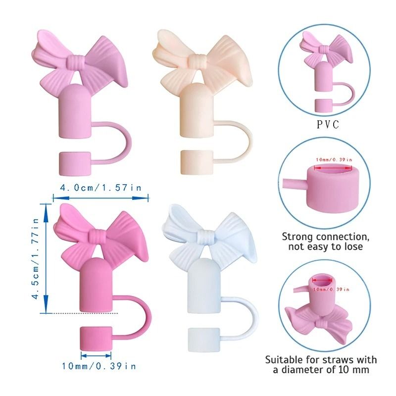 Buy 1 Get 1 Free – Silicone Straw Cover Cap for Stanley Cup | 10mm 3D Bow & Animal Straw Topper | Dust-Proof, Reusable Drinking Straw Tips View Gallery - Pakistan