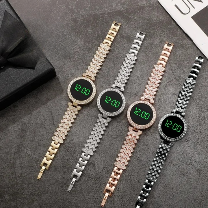 Ladies Round Dial Digital Watch Elegant Design Clear Display Comfortable Strap Easy To Use Reliable Performance Perfect For Daily Wear